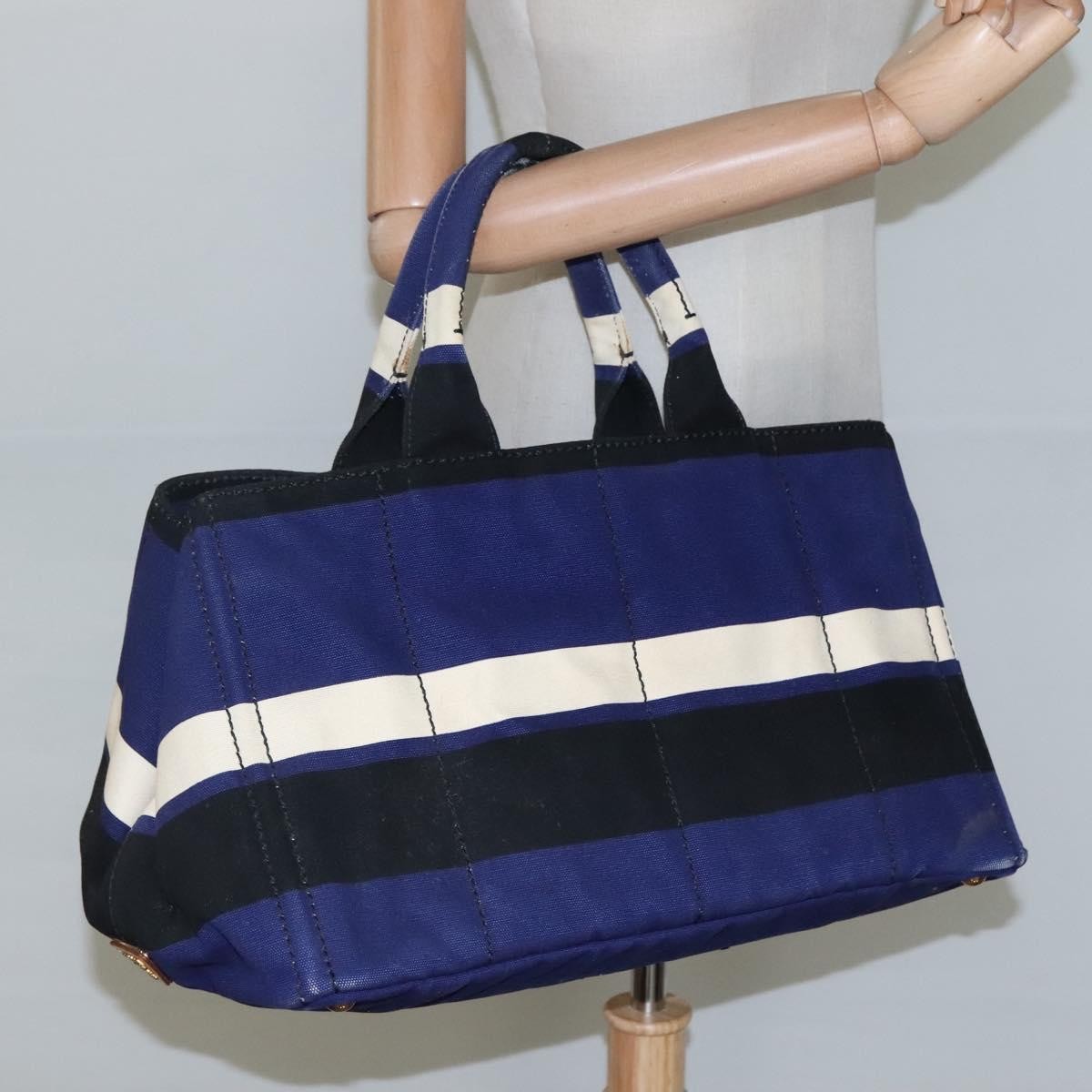 Prada Canapa Open Tote Canvas, BLUE, CANVAS, Tote bag