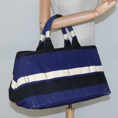 Prada Canapa Open Tote Canvas, BLUE, CANVAS, Tote bag