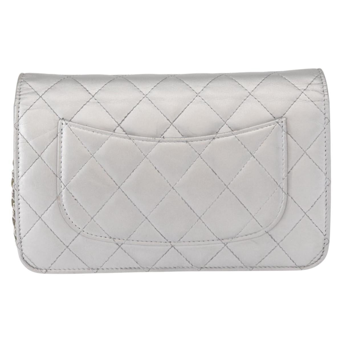 Chanel Reissue 2.55 Wallet on Chain Quilted Lambskin, SILVER, LEATHER, Shoulder bag