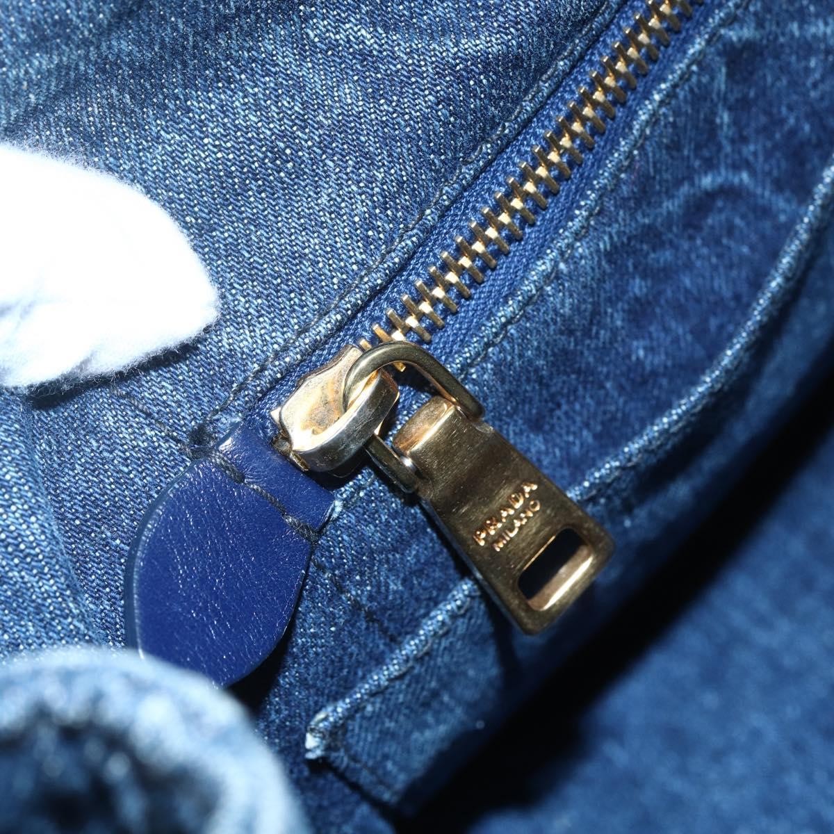 Prada Canapa Open Tote Denim, BLUE, DENIM_JEANS, Tote bag