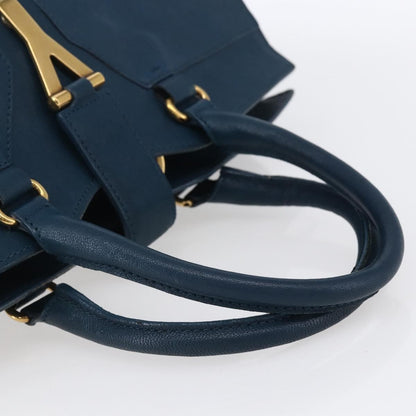 Saint Laurent Chyc Cabas Tote Leather, BLUE, LEATHER, Tote bag