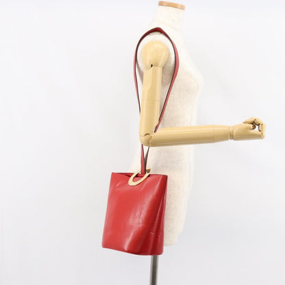 Celine Circle Logo Shoulder Bag Leather, RED, LEATHER, Shoulder bag