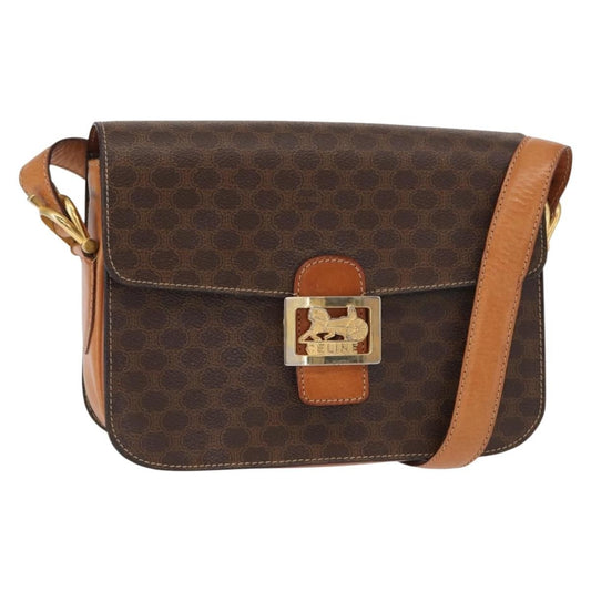 Celine Macadam Shoulder Bag PVC Leather, BROWN, CANVAS, Shoulder bag