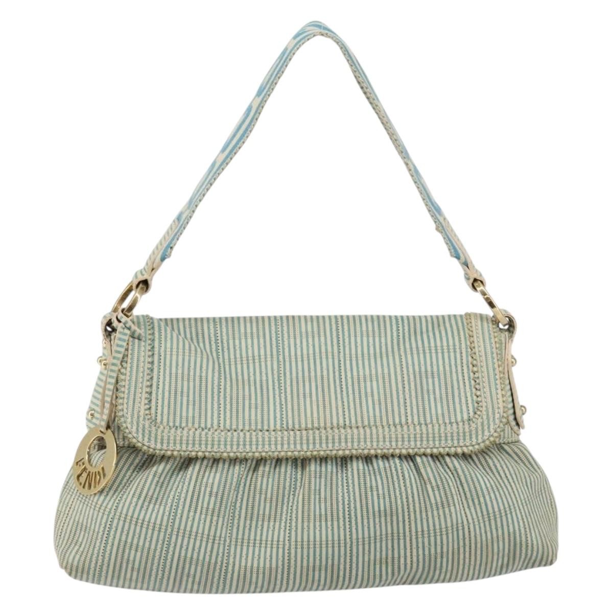 Fendi Chef Shoulder Bag Zucca Canvas, BLUE, CANVAS, Shoulder bag