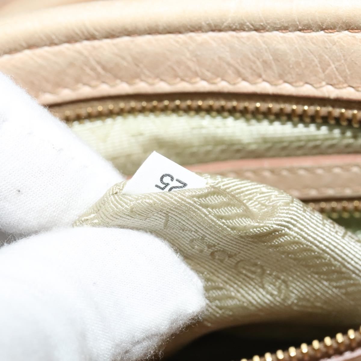 Prada Front Pocket Convertible Tote Leather, BEIGE, LEATHER, Tote bag