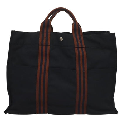 Hermes Fourre Tout Tote Canvas, NAVY, CANVAS, Tote bag