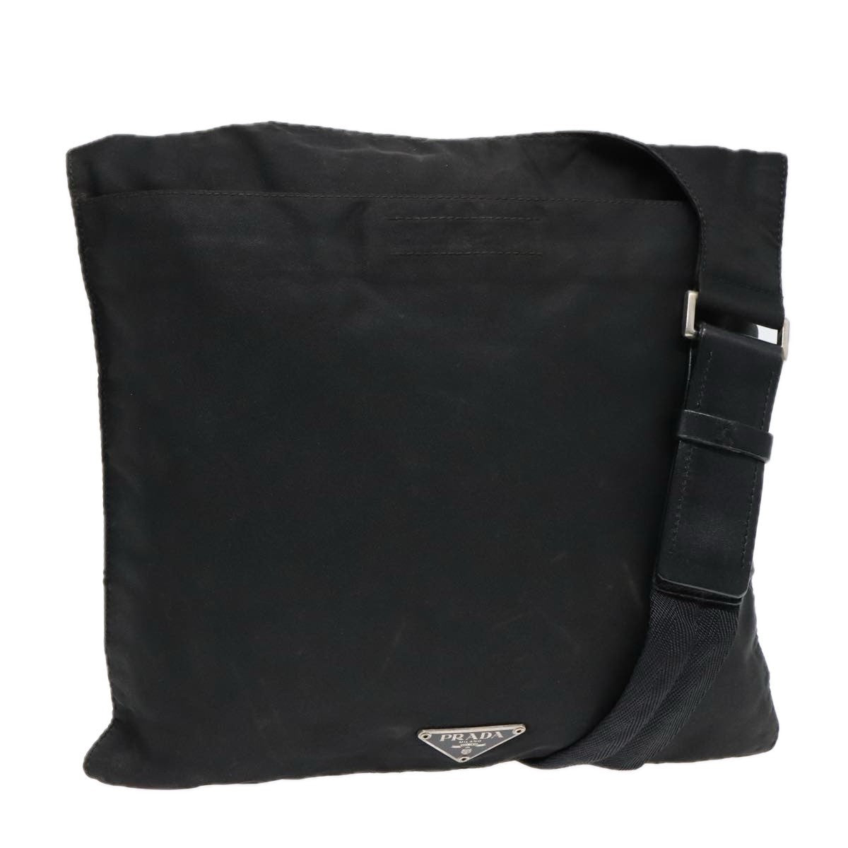 Prada Flat Messenger Bag Tessuto, BLACK, NYLON, Shoulder bag