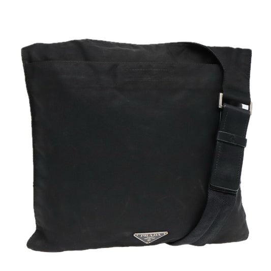 Prada Flat Messenger Bag Tessuto, BLACK, NYLON, Shoulder bag