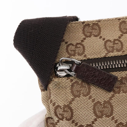 Gucci Vintage Double Belt Bag GG Canvas with Leather, BEIGE, CANVAS, Shoulder bag