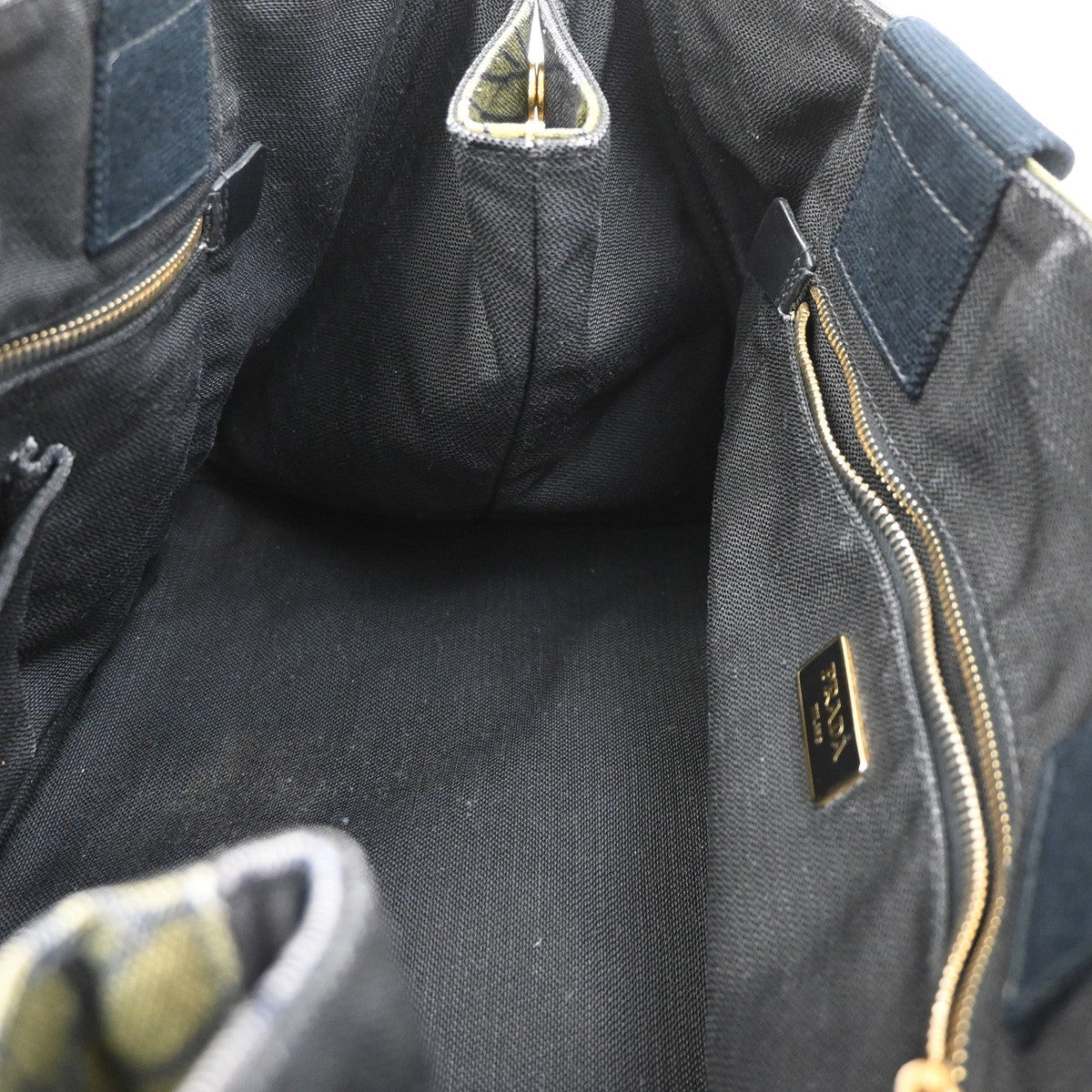 Prada Canapa Tote Printed Canvas, GREEN, CANVAS, Tote bag