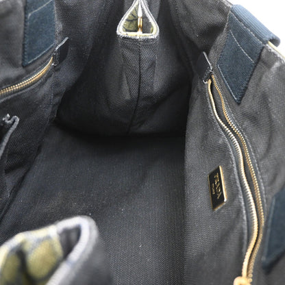 Prada Canapa Tote Printed Canvas, GREEN, CANVAS, Tote bag