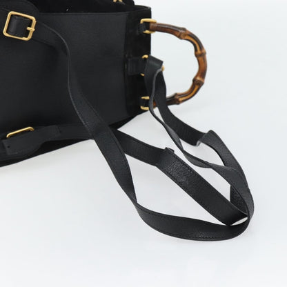 Gucci Vintage Bamboo Backpack Suede, Black, Suede, Backpack