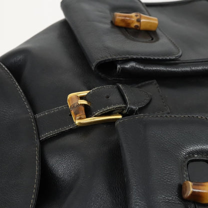 Gucci Vintage Bamboo Backpack Leather, BLACK, LEATHER, Backpack