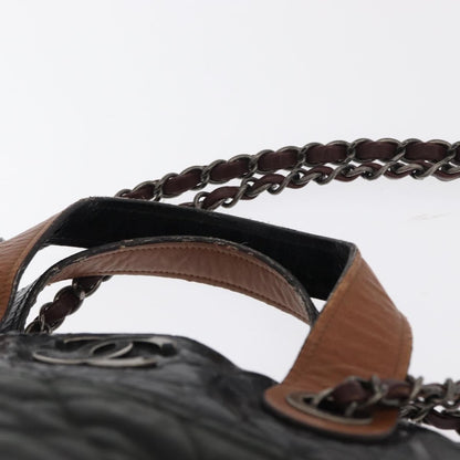 Chanel In The Mix Tote Quilted Iridescent Calfskin, BLACK, LEATHER, Shoulder bag