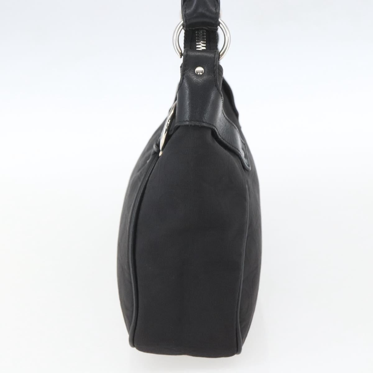 Salvatore Ferragamo Gancini Shoulder Bag Canvas, BLACK, CANVAS, Shoulder bag