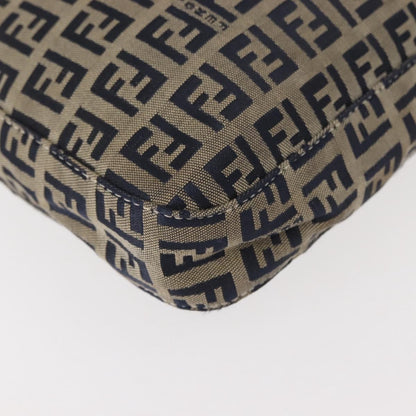 Fendi Belted Flap Shoulder Bag Zucchino Coated Canvas, NAVY, CANVAS, Shoulder bag