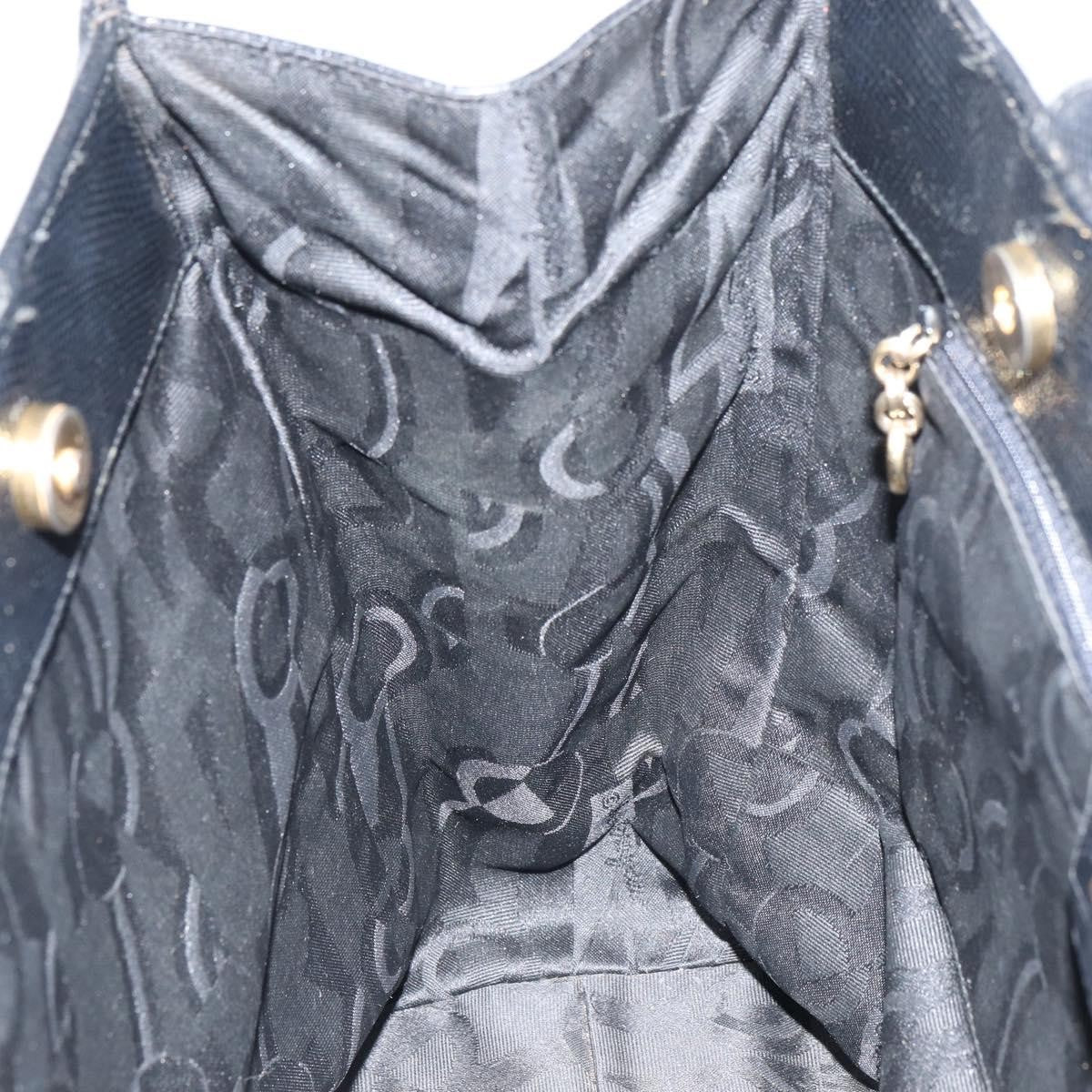 Salvatore Ferragamo Vintage Vara Bow Tote Lizard Embossed Leather, BLACK, LEATHER, Tote bag