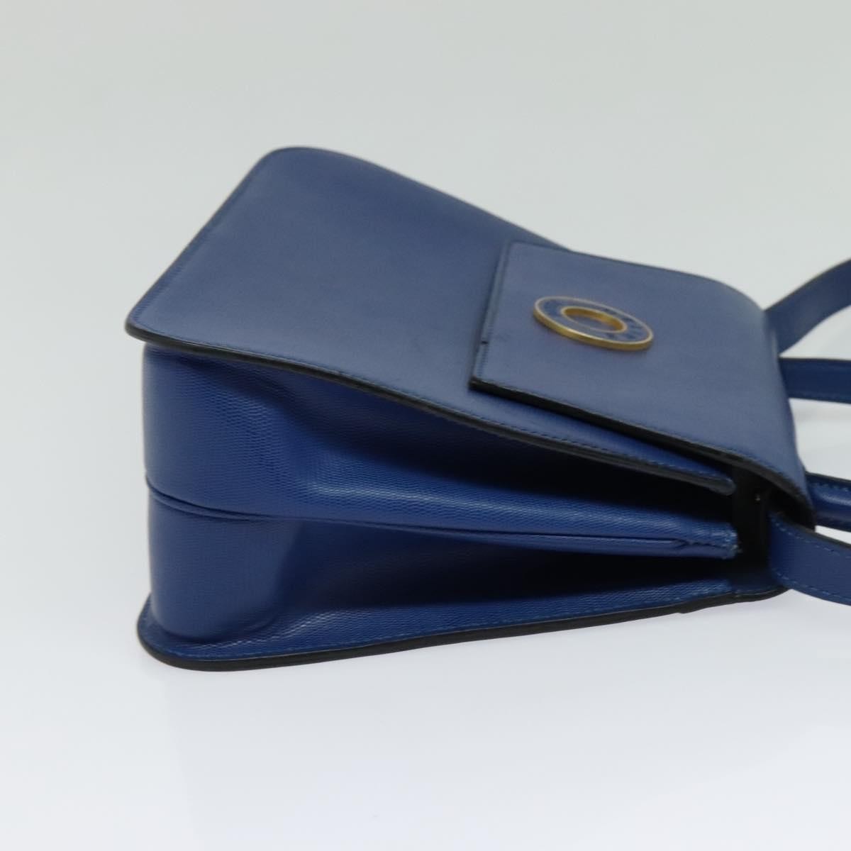 Celine Vintage Circle Logo Crossbody Bag Leather, BLUE, LEATHER, Crossbody bag