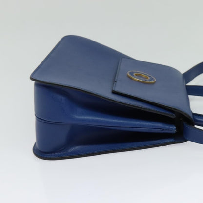 Celine Vintage Circle Logo Crossbody Bag Leather, BLUE, LEATHER, Crossbody bag