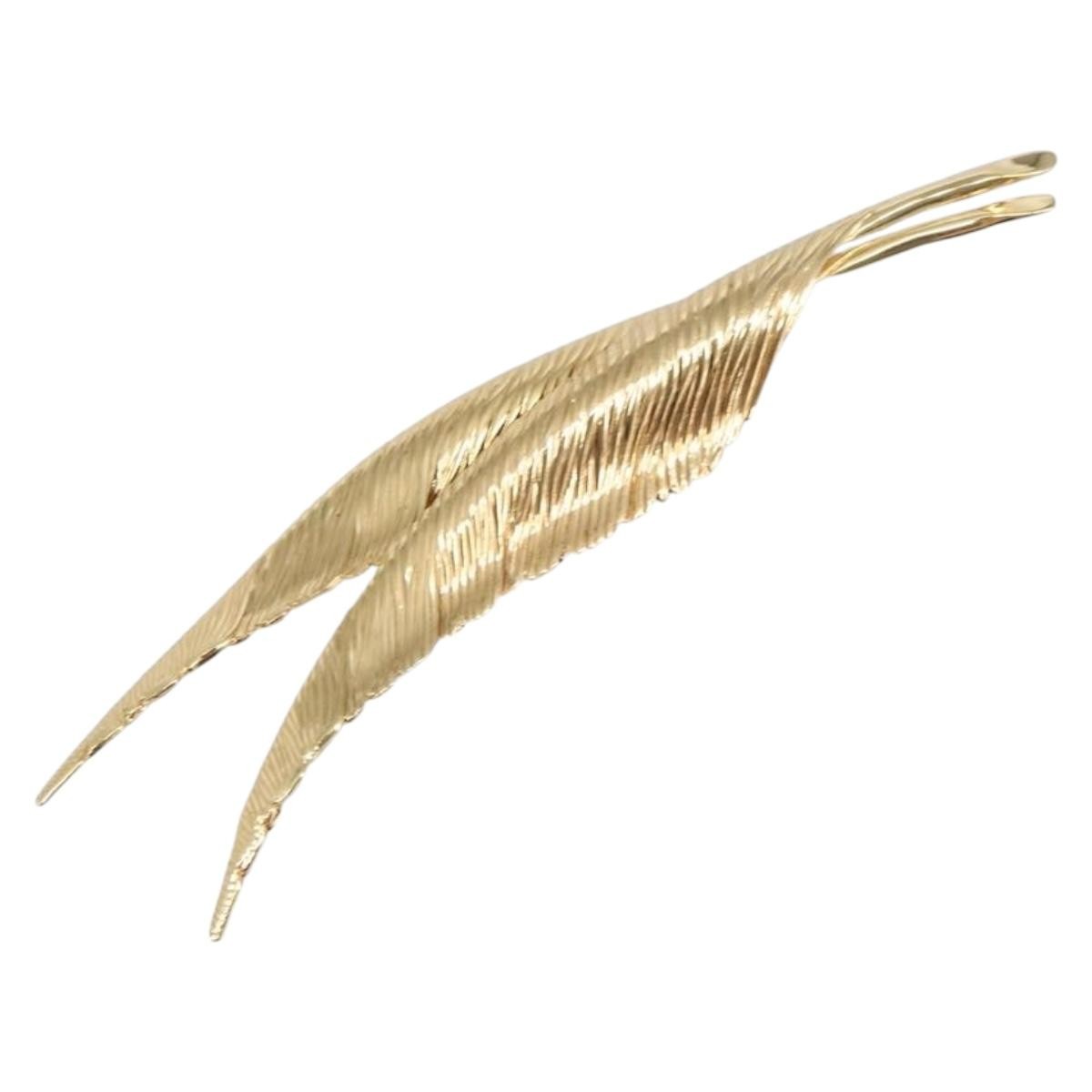 Christian Dior Vintage feather Metal, GOLD, METAL, Brooch