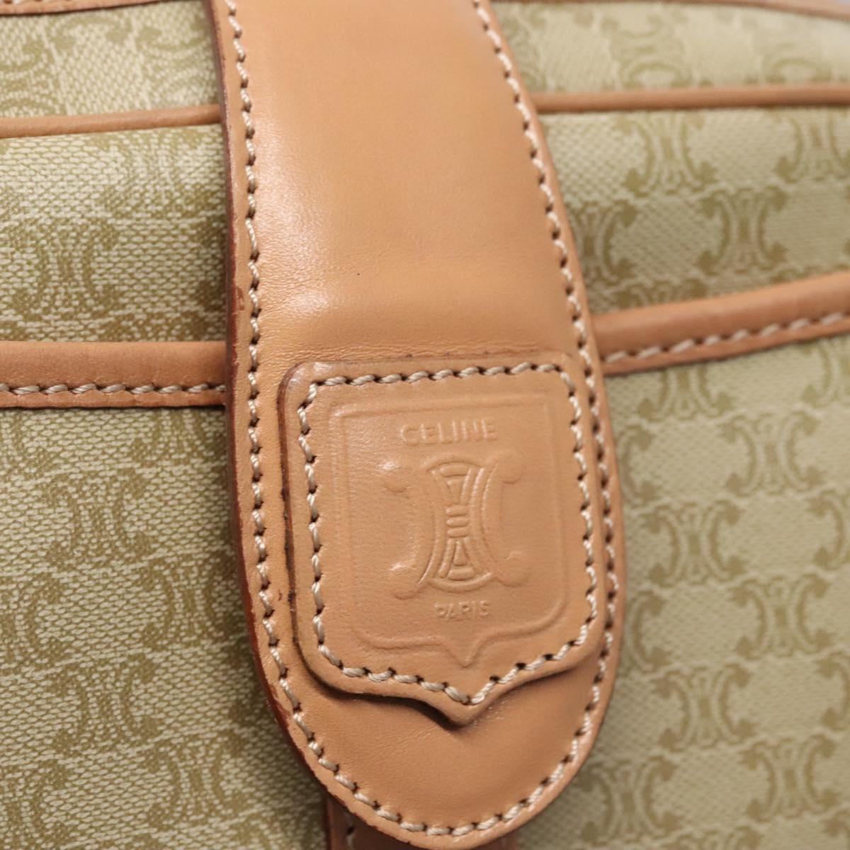 Celine Vintage Macadam Shoulder Bag Canvas and Leather, BEIGE, CANVAS, Shoulder bag