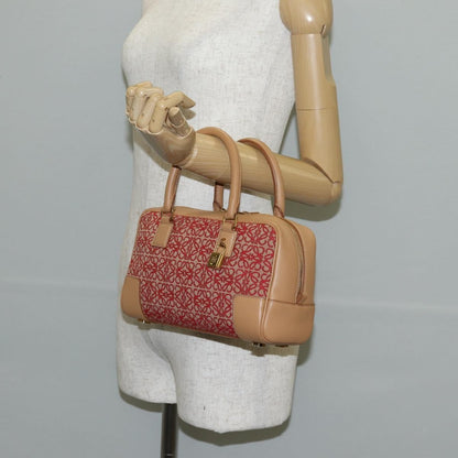 Loewe Amazona Bag Leather and Jacquard Canvas, BEIGE, CANVAS, Handbag