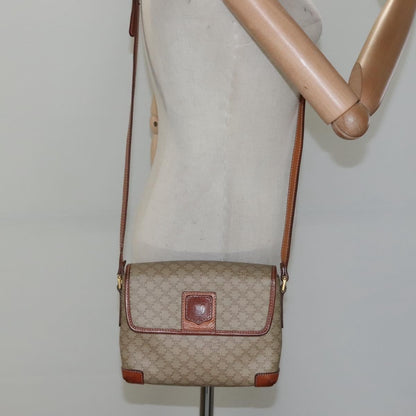 Celine Vintage Macadam Shoulder Bag Canvas and Leather, BEIGE, CANVAS, Shoulder bag