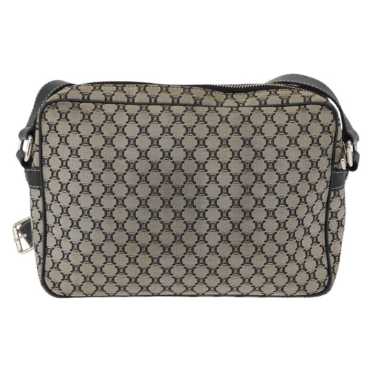 Celine Vintage Macadam Shoulder Bag Canvas and Leather, GRAY, CANVAS, Shoulder bag