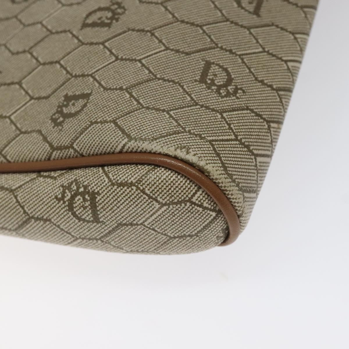 Christian Dior Vintage Honeycomb Zip Pouch Coated Canvas, BEIGE, CANVAS, Clutche & pouche