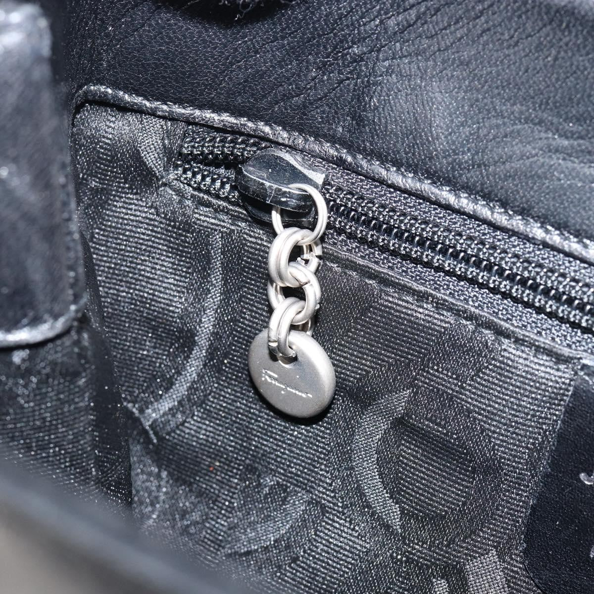 Salvatore Ferragamo Vala Shoulder Bag Leather, BLACK, LEATHER, Tote bag