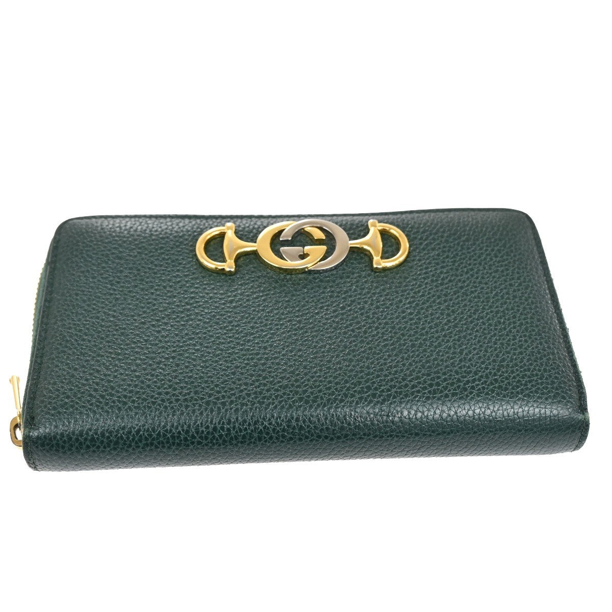 Gucci Zumi Zip Around Wallet Leather, GREEN, LEATHER, Wallets