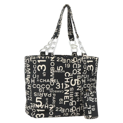 Chanel 31 Rue Cambon Beach Zip Tote Printed Canvas, BLACK, CANVAS, Tote bag