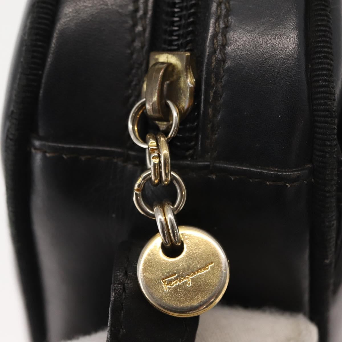 Salvatore Ferragamo Vala Shoulder Bag Leather, BLACK, LEATHER, Shoulder bag