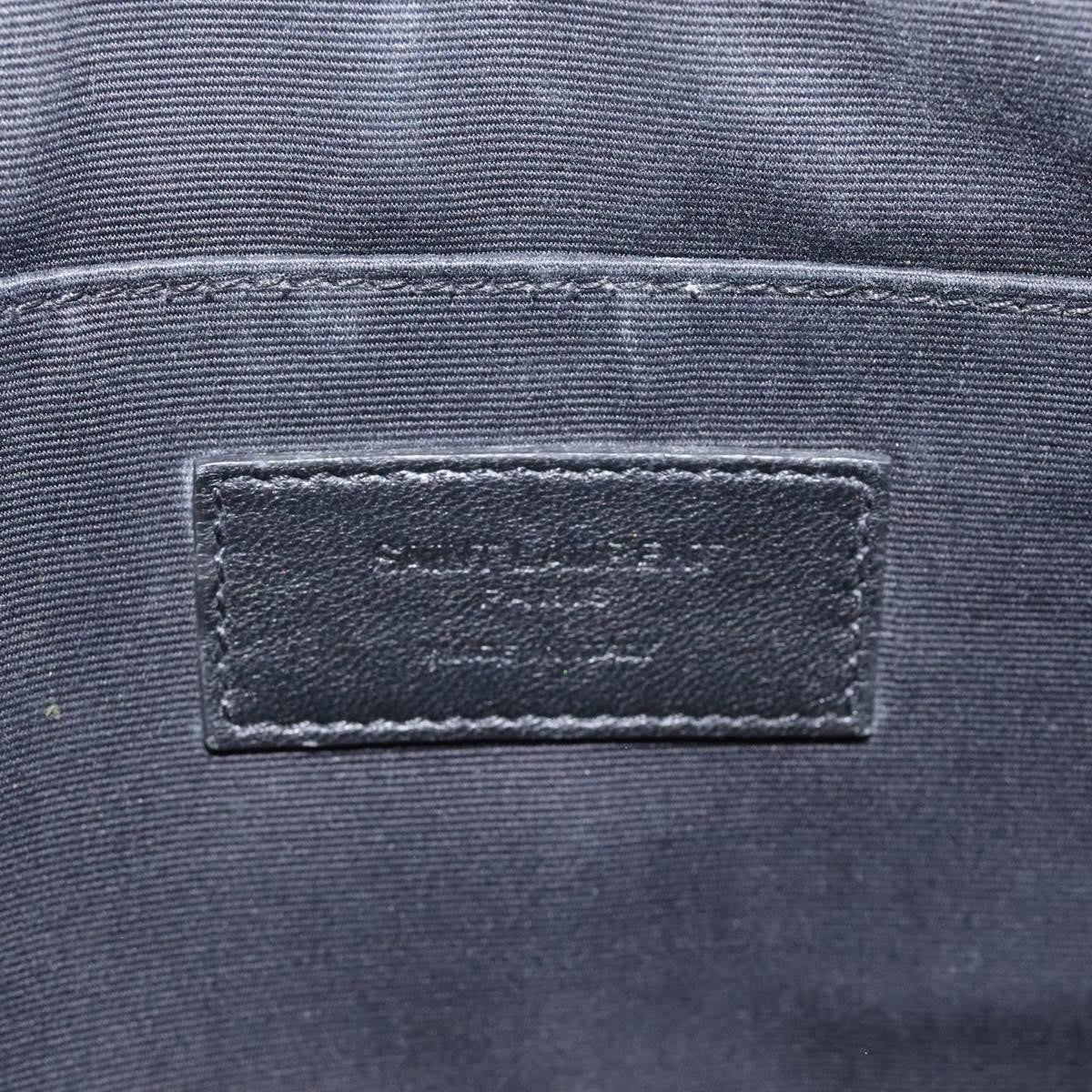 Saint Laurent Zip Pouch Crocodile Embossed Leather, BLACK, LEATHER, Clutche & pouche