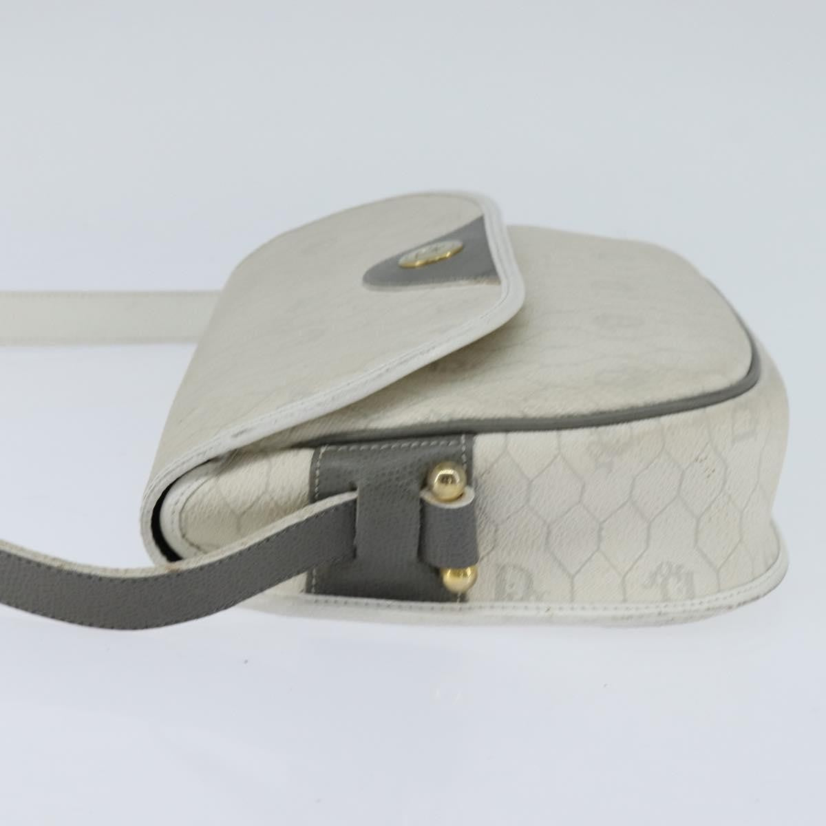 Christian Dior Vintage Honeycomb Flap Crossbody Bag Canvas and Leather, WHITE, CANVAS, Shoulder bag
