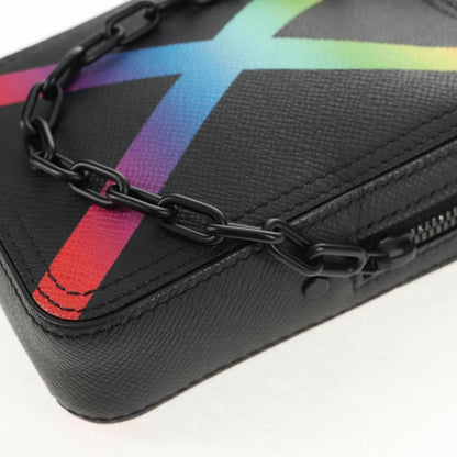 Louis Vuitton Danube Messenger Bag Rainbow Taiga Leather, BLACK, LEATHER, Crossbody bag