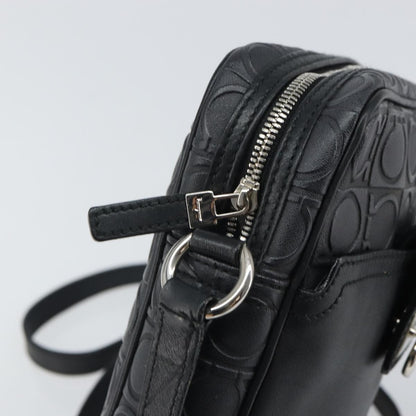 Salvatore Ferragamo Gancini Shoulder Bag Leather, BLACK, LEATHER, Shoulder bag