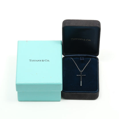 Tiffany & Co. Metro Cross Pendant Necklace 18K White Gold and Diamonds, SILVER, WHITE_GOLD, Necklace