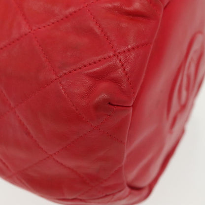 Chanel Drawstring Bucket Bag Lambskin, RED, LEATHER, Crossbody bag