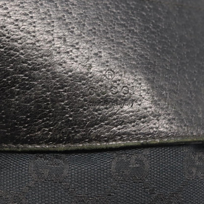 Gucci Vintage Double Belt Bag GG Canvas with Leather, BLACK, CANVAS, Shoulder bag