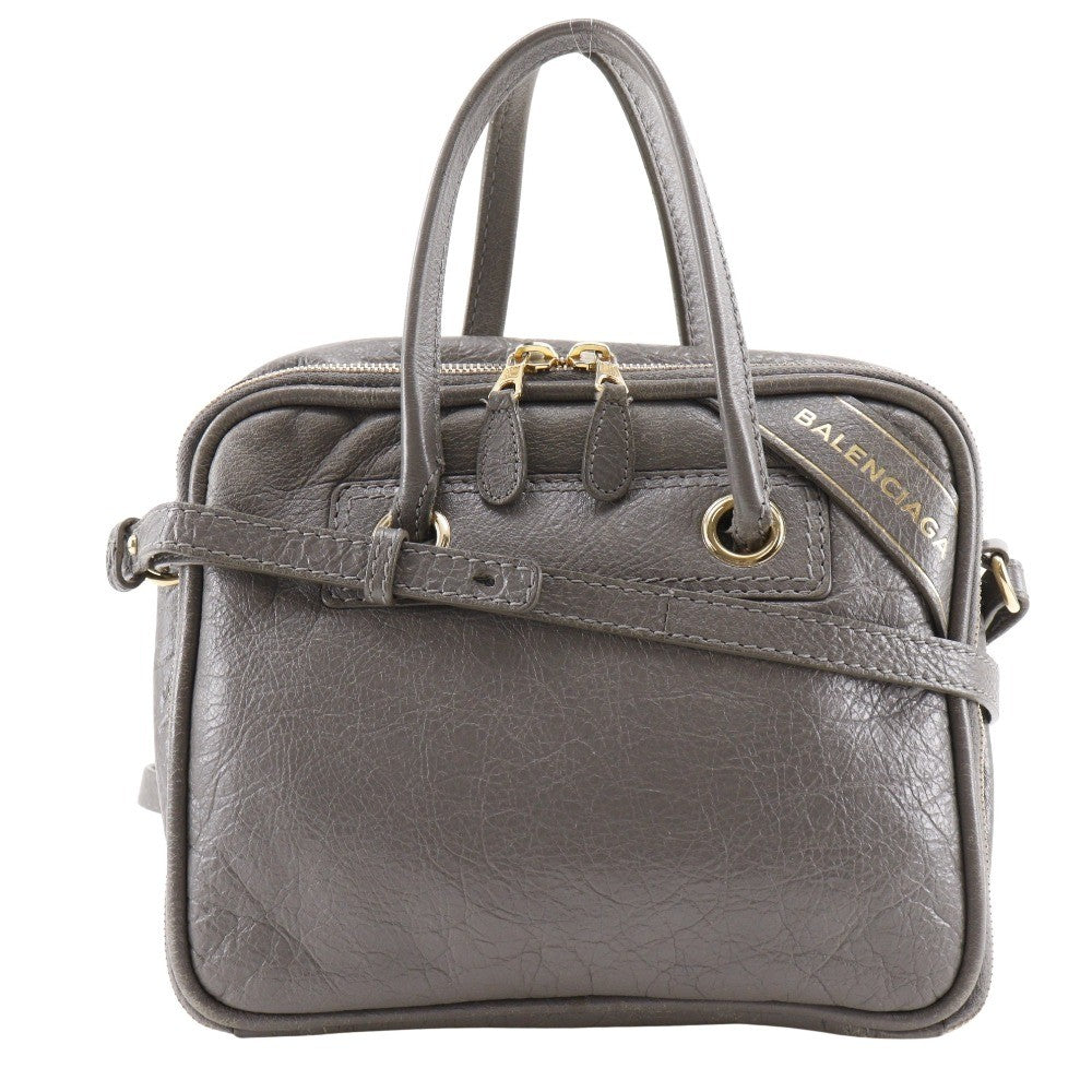 Balenciaga Blanket Square Bag Leather, GRAY, LEATHER, Handbag