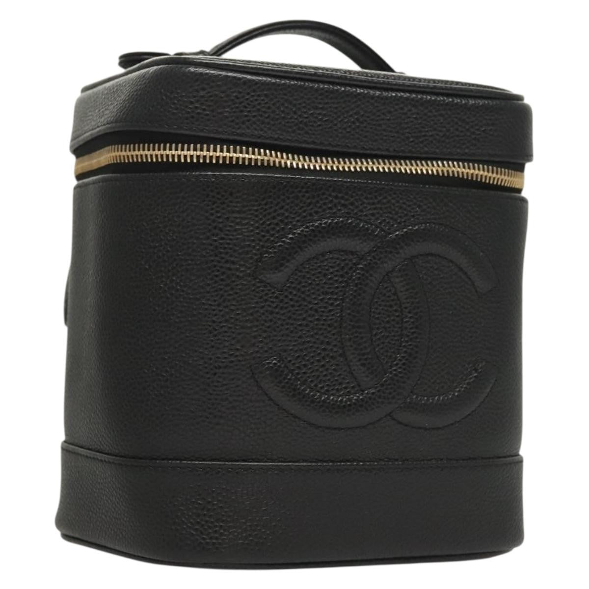 Chanel Vanity pouch Leather, BLACK, LEATHER, Toiletry Case