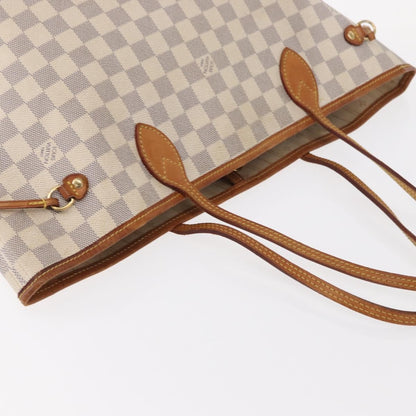 Louis Vuitton Neverfull Tote Damier, WHITE, CANVAS, Tote bag