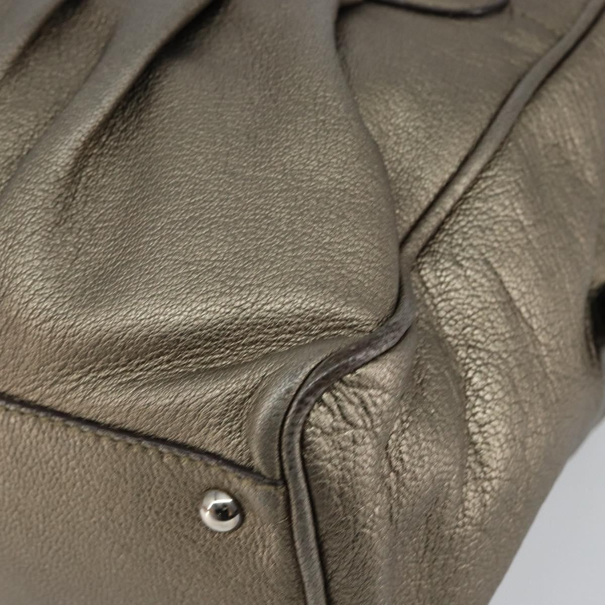 Salvatore Ferragamo Gancini Buckle Shoulder Bag Leather, GOLD, LEATHER, Tote bag