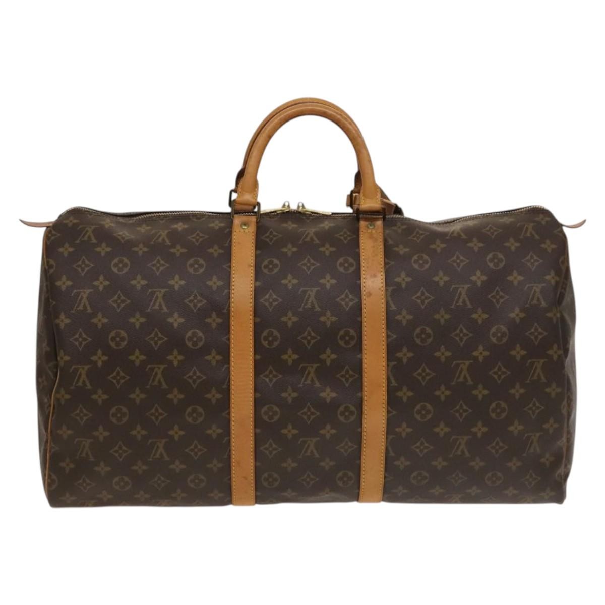 Louis Vuitton Keepall Bag Monogram Canvas, BROWN, CANVAS, Travel bag