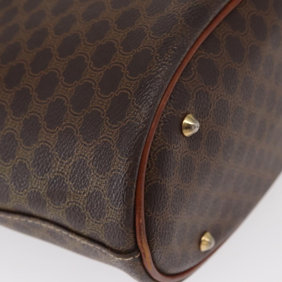 Celine Vintage Macadam Handbag Canvas and Leather, BROWN, CANVAS, Tote bag