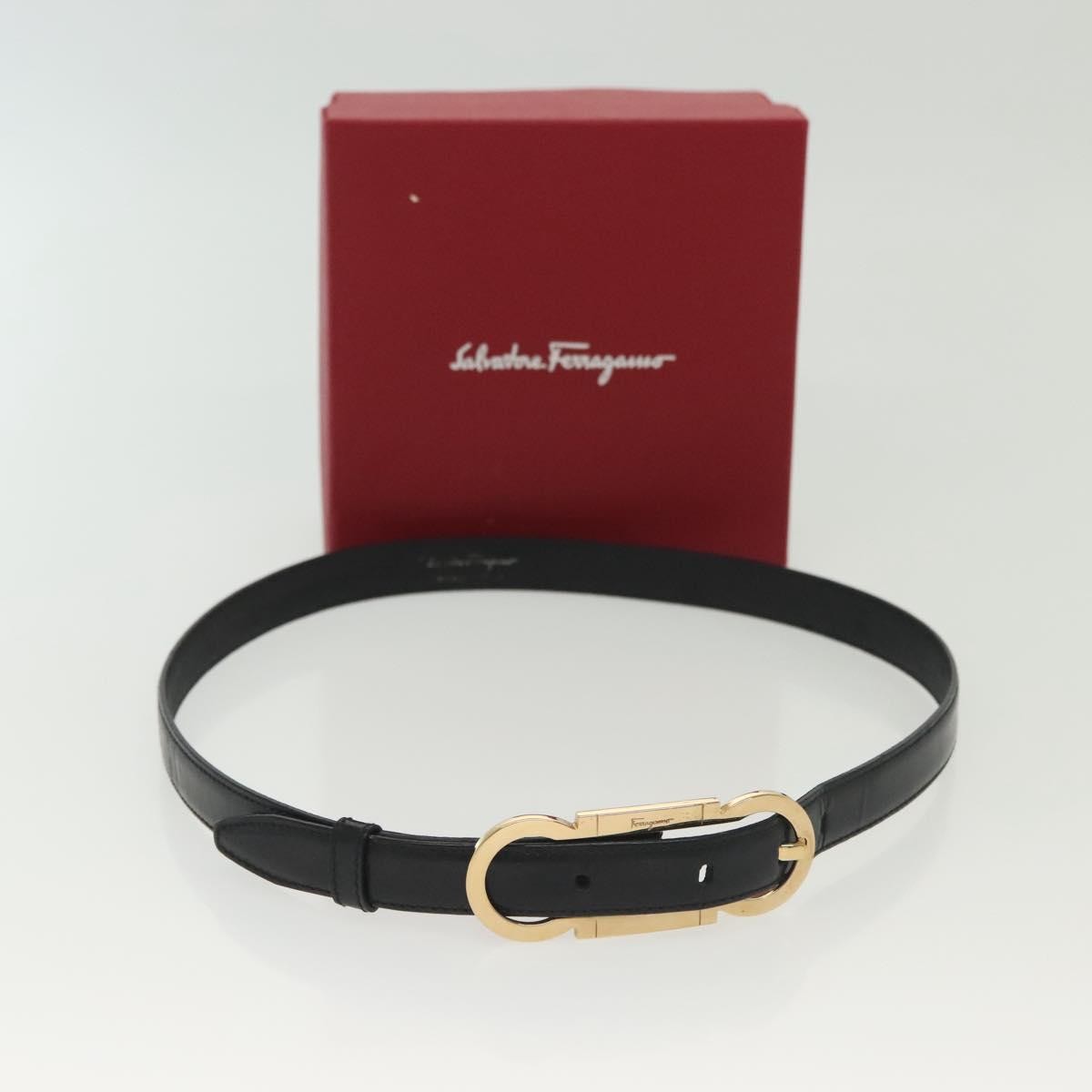 Salvatore Ferragamo Gancini Belt Leather, BLACK, LEATHER, Belts