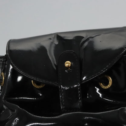 Gucci Vintage Bamboo Backpack Patent, Black, Patent Leather, Backpack
