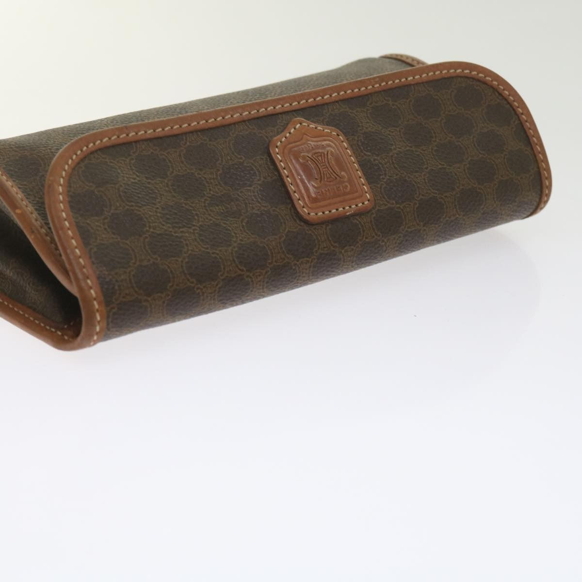 Celine Macadam Pochette Canvas and Leather, BROWN, CANVAS, Clutche & pouche