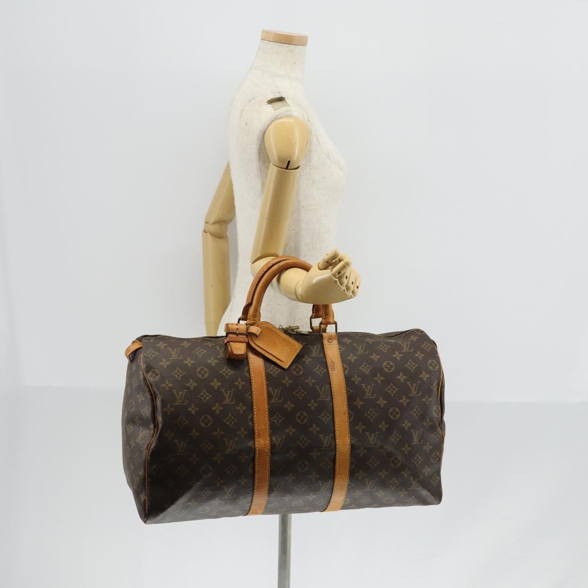 Louis Vuitton Keepall Bag Monogram Canvas, BROWN, CANVAS, Travel bag